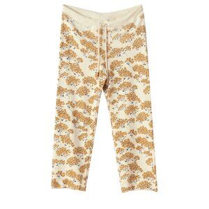 THE GREAT Size 1 Wide Leg Cropped Sweatpants Raw Hem Drawstring Chamomile Floral